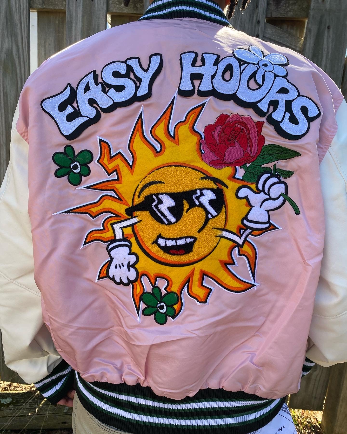 REAL MEN WEAR PINK VARSITY JACKET