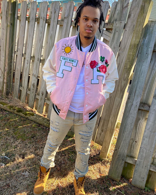 REAL MEN WEAR PINK VARSITY JACKET