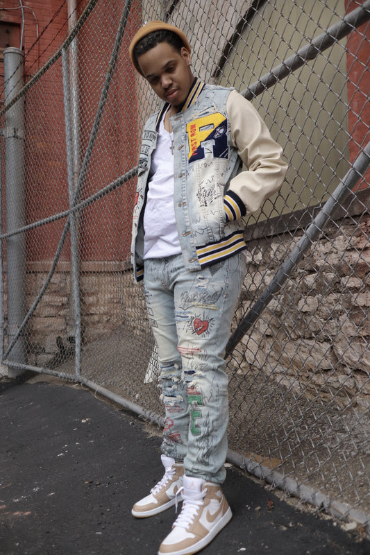 PATCHWORK VARSITY JEANS