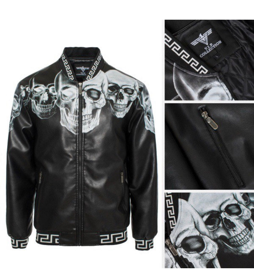 FAUX LEATHER SKULL JACKET