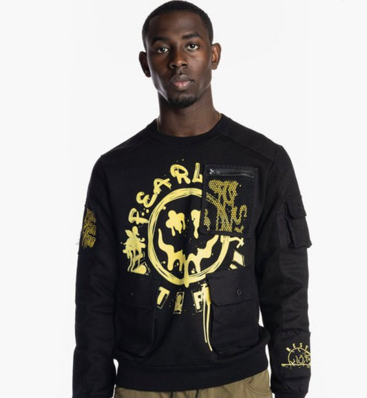 SMEARED FACE UTILITY SWEATSHIRT