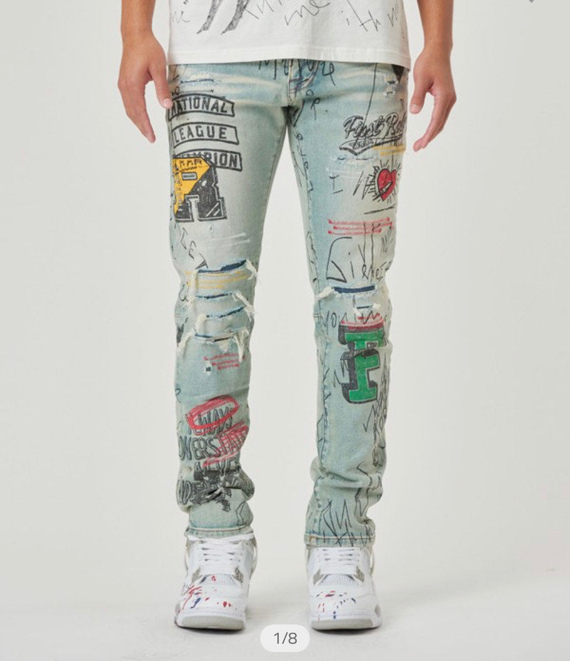 PATCHWORK VARSITY JEANS