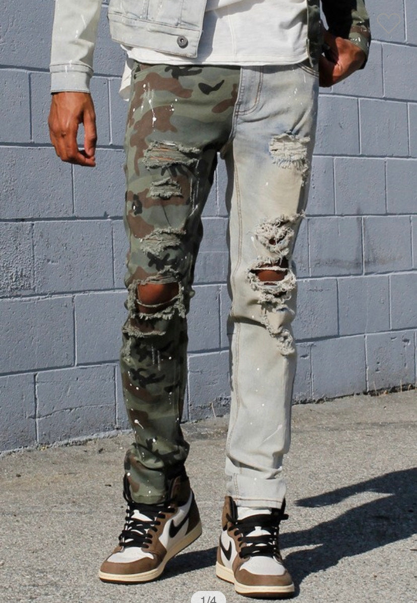 CAMO JEANS WITH A TOUCH OF PAINT